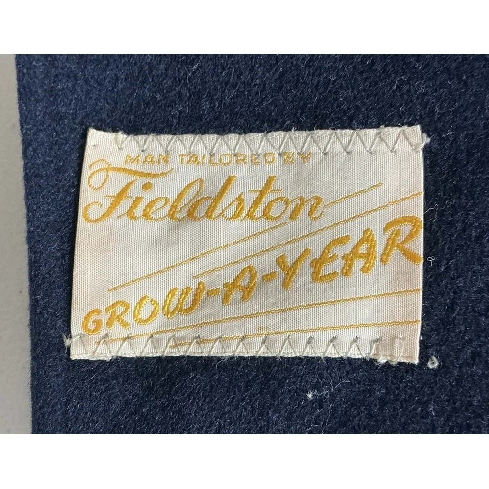 Vintage 1950s/60s Fieldston Grow-A-Year Boy's Navy Wool Sailor Pea Coat‎ Set